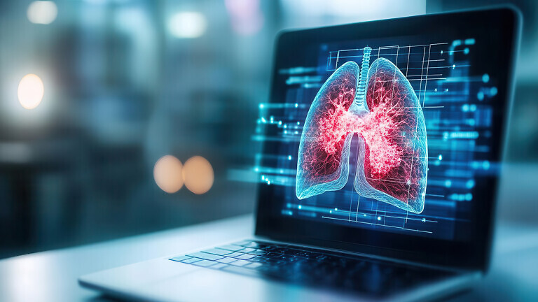 Advanced AI technology detecting cancer in lung imagery, modern healthcare innovation, lung cancer, diagnosis through artificial intelligence