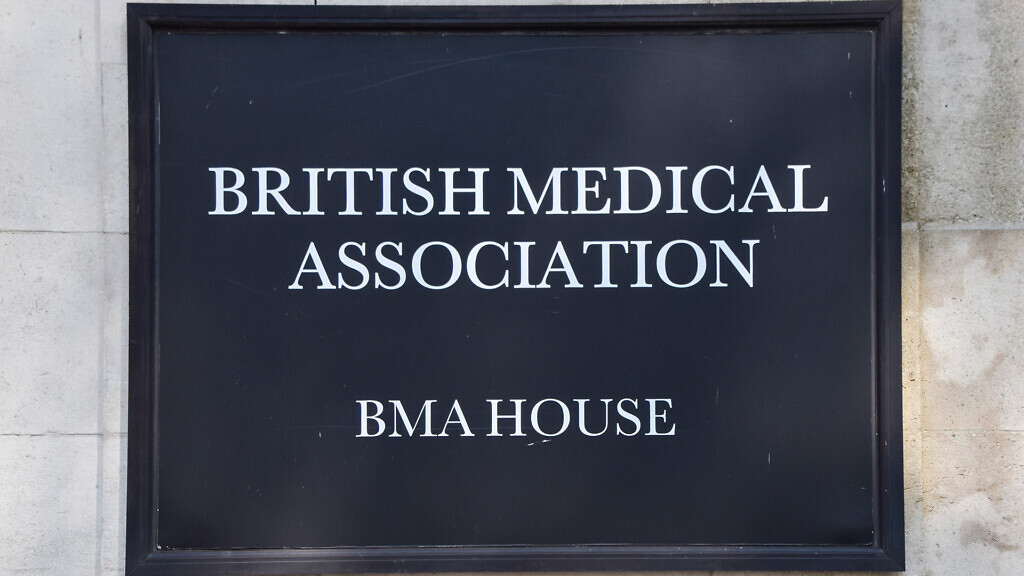 General view of the sign at the British Medical Association headquarters.