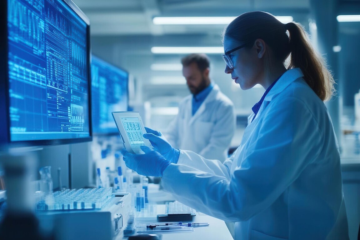 Researchers analyzing pharmacoepidemiology data, discussing results, pharmacoepidemiology research, scientific study.--p l6r4il2