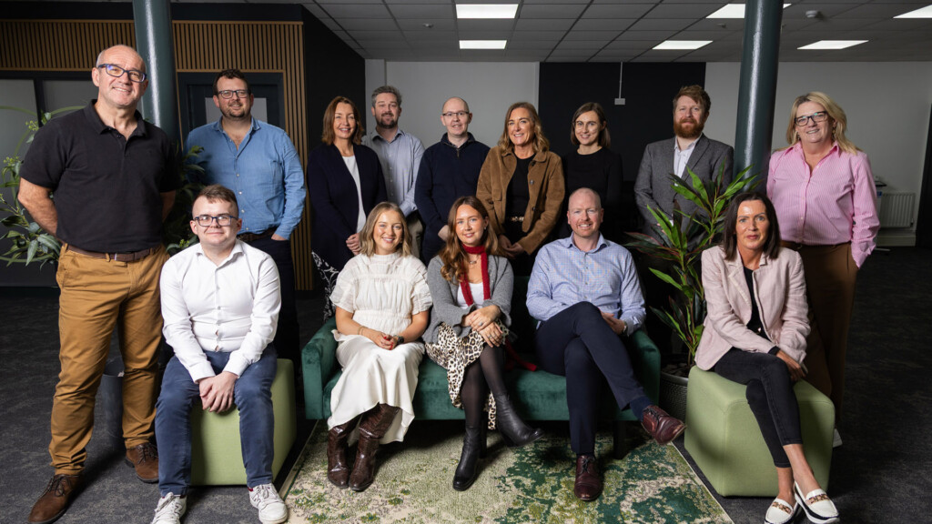Members of the Duality Healthcare team at the new office in Weavers Court Business Park.