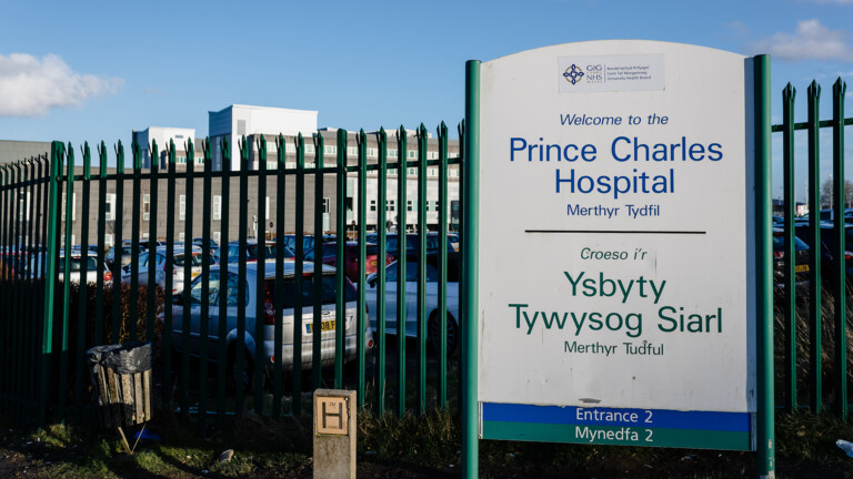 Prince Charles Hospital in Merthyr Tydfil, Wales